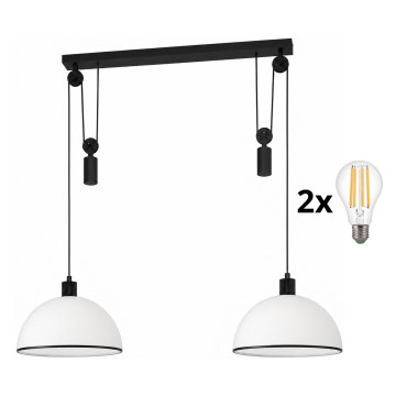 BRILAGI - LED-lühter kaablil RETRO GLASS 2xE27/40W/230V must/valge