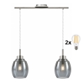 BRILAGI - LED-lühter kaablil RETRO GLASS 2xE27/60W/230V mattkroom/suitsuhall