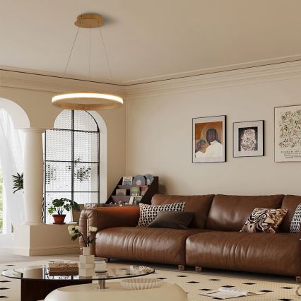 Brilagi - LED-lühter kaabliriputusega UMEA WOOD LED/30W/230V, läbimõõt 40 cm, puit