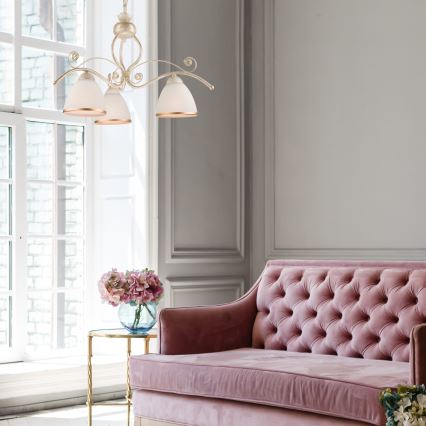 Brilagi - LED-lühter ketiga ANTICO 3xE27/60W/230V 3000K valge patineeritud viimistlus