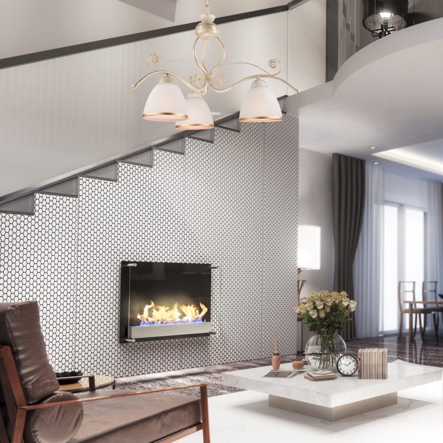 Brilagi - LED-lühter ketiga ANTICO 3xE27/60W/230V 3000K valge patineeritud viimistlus