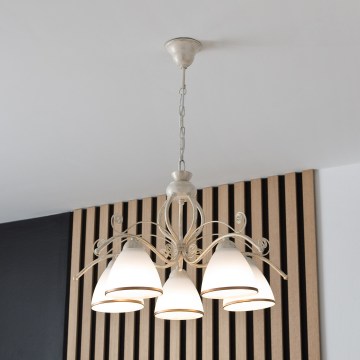 Brilagi - LED-lühter ketiga ANTICO 5xE27/60W/230V 3000K valge patina