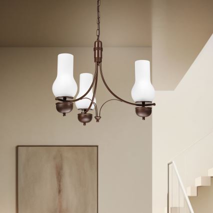 Brilagi - LED-lühter ketiga COTTAGE 3xE14/40W/230V pöök/pruun/valge