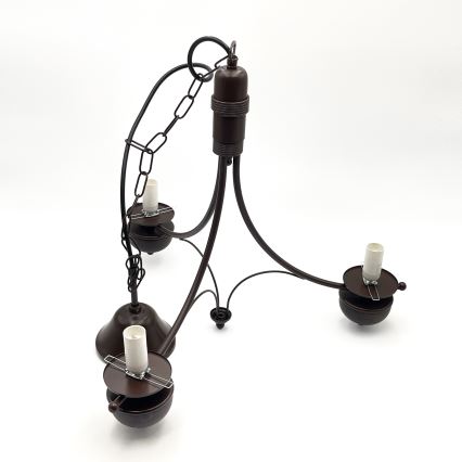Brilagi - LED-lühter ketiga COTTAGE 3xE14/40W/230V pöök/pruun/valge