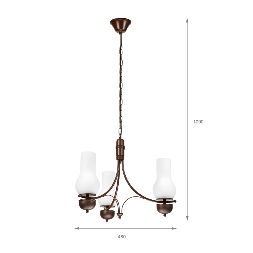 Brilagi - LED-lühter ketiga COTTAGE 3xE14/40W/230V pöök/pruun/valge