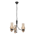 Brilagi - LED-lühter ketiga COTTAGE 3xE14/40W/230V tamm/must/suitsune beež