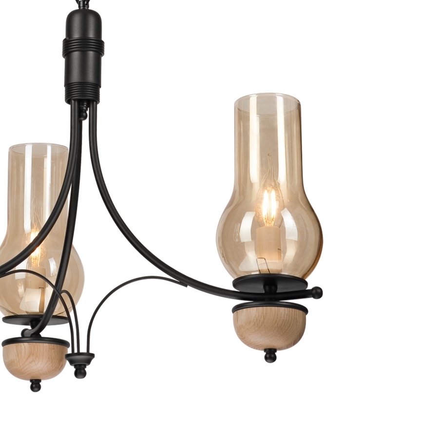 Brilagi - LED-lühter ketiga COTTAGE 3xE14/40W/230V tamm/must/suitsune beež