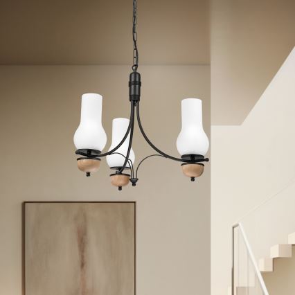 Brilagi - LED-lühter ketiga COTTAGE 3xE14/40W/230V tamm/must/valge