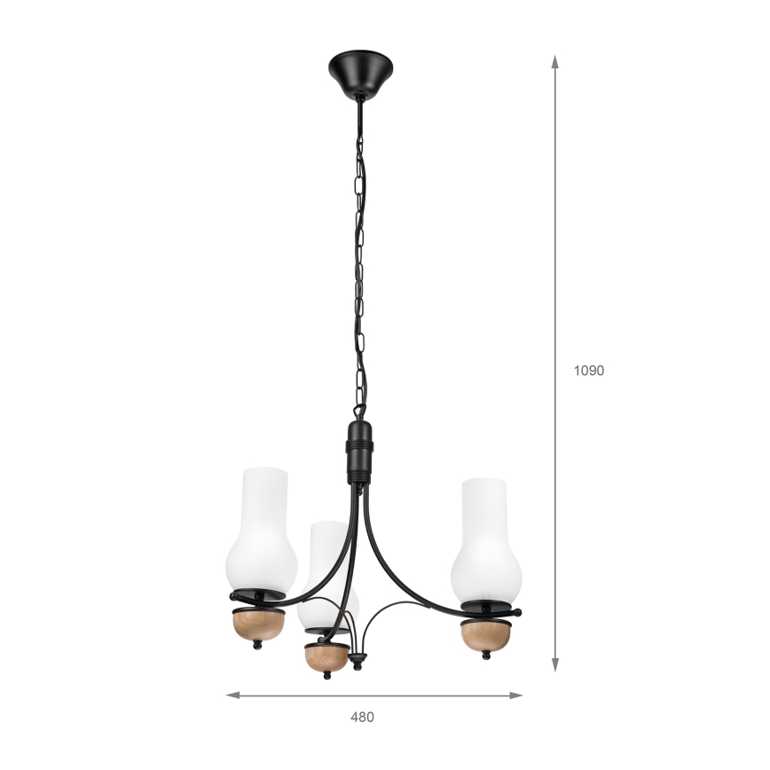 Brilagi - LED-lühter ketiga COTTAGE 3xE14/40W/230V tamm/must/valge