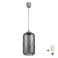 BRILAGI - LED-lühter köiega RETRO GLASS 1xE27/60W/230V läbimõõt 14 cm hõbedane/suitsuhall