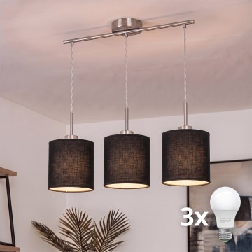 Brilagi - LED-lühter köisriputusega NUBILA 3xE27/60W/230V must