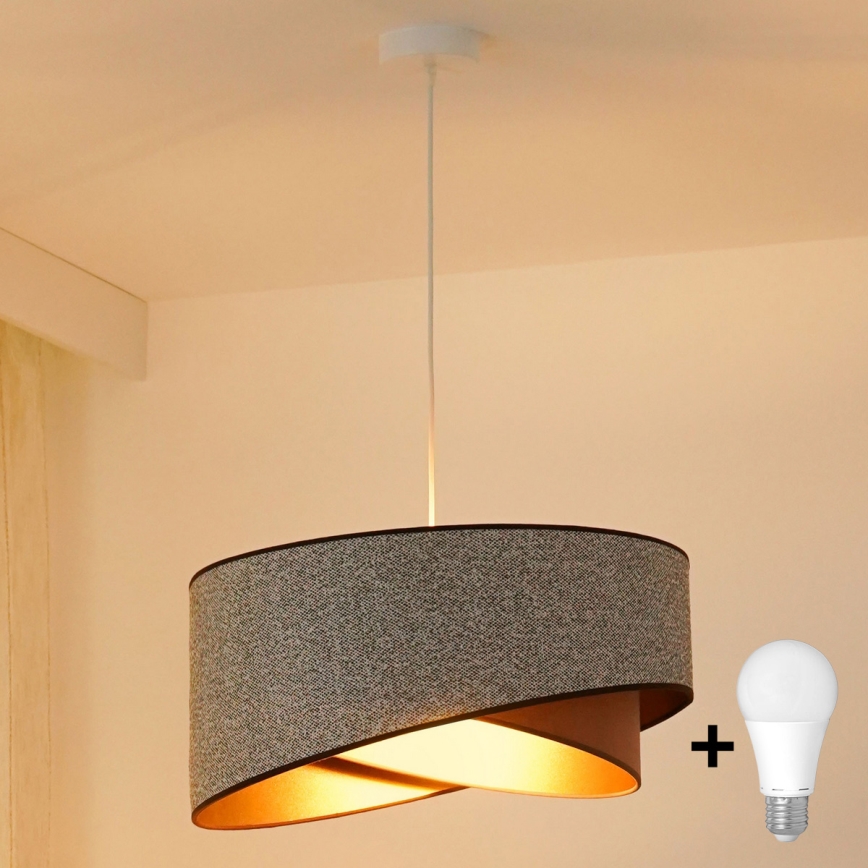 Brilagi - LED Lühter LYRA 1xE27/15W/230V hall/kreemikas/kuldne