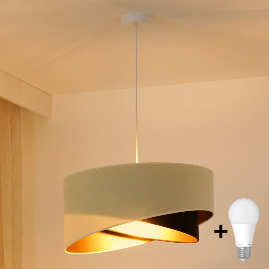 Brilagi - LED Lühter LYRA 1xE27/15W/230V kreemikas/must/kuldne