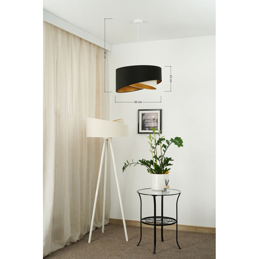Brilagi - LED Lühter LYRA 1xE27/15W/230V must/kreemikas/kuldne