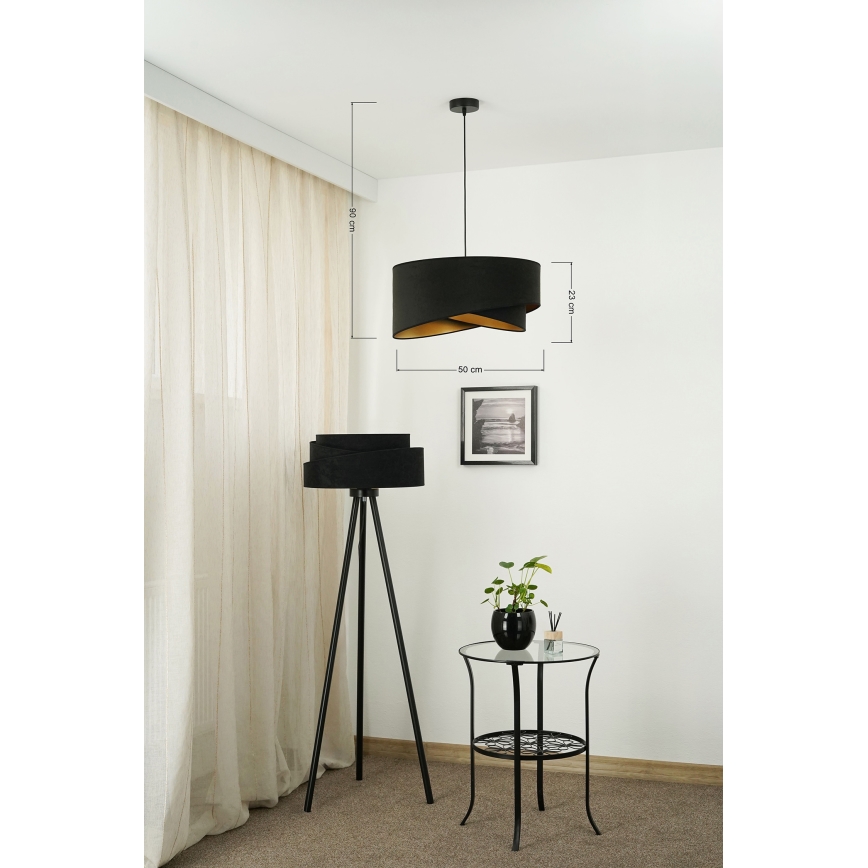 Brilagi - LED Lühter LYRA 1xE27/15W/230V must/kuldne
