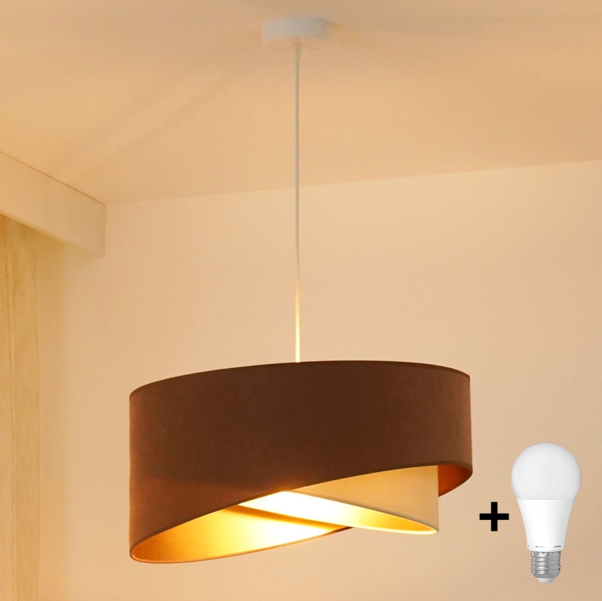 Brilagi - LED Lühter LYRA 1xE27/15W/230V pruun/kreemikas/kuldne