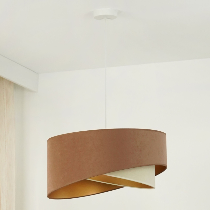 Brilagi - LED Lühter LYRA 1xE27/15W/230V pruun/kreemikas/kuldne