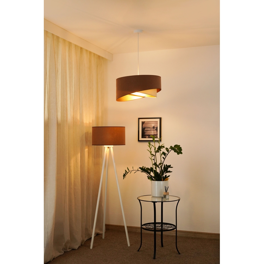 Brilagi - LED Lühter LYRA 1xE27/15W/230V pruun/kreemikas/kuldne