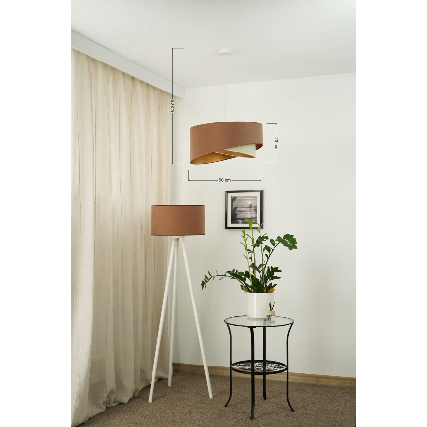 Brilagi - LED Lühter LYRA 1xE27/15W/230V pruun/kreemikas/kuldne