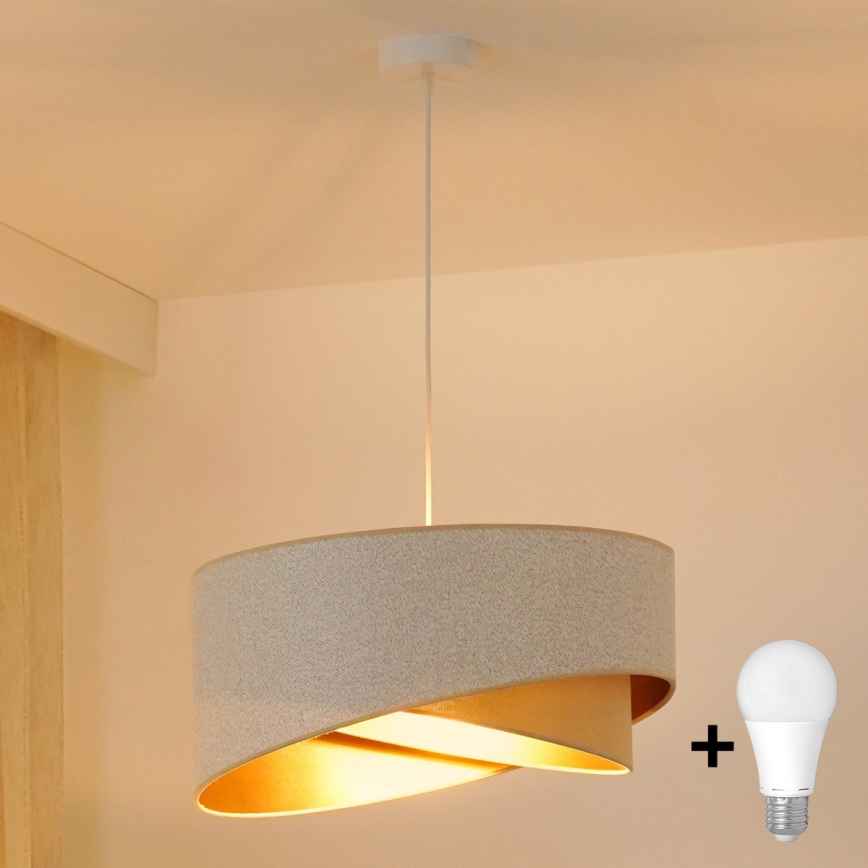 Brilagi - LED Lühter LYRA 1xE27/15W/230V valge/beež/kuldne