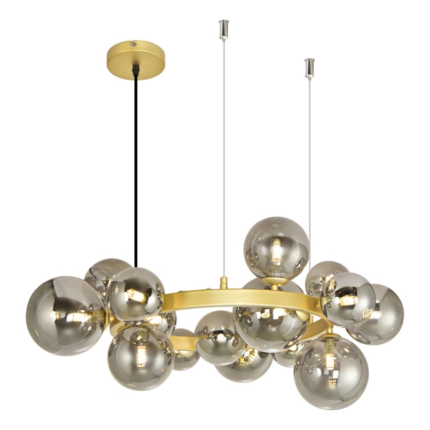 Brilagi - LED Lühter MILLA 15xG9/3W/230V kuldne/suitsune