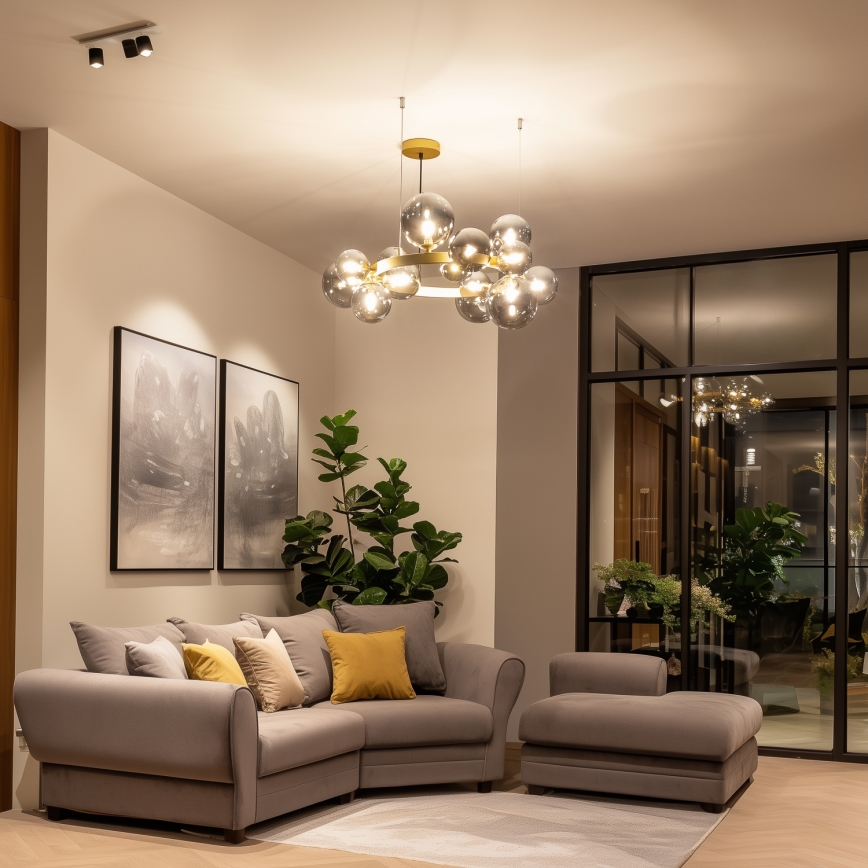 Brilagi - LED Lühter MILLA 15xG9/3W/230V kuldne/suitsune