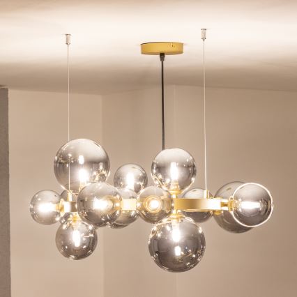 Brilagi - LED Lühter MILLA 15xG9/3W/230V kuldne/suitsune