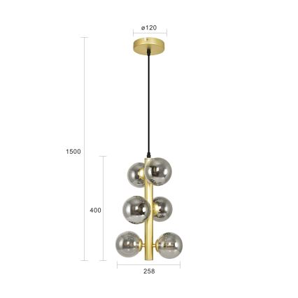Brilagi - LED Lühter MILLA 6xG9/3W/230V kuldne/suitsune