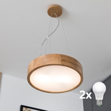 Brilagi - LED-lühter riputuskaabliga CARVALHO 2xE27/30W/230V tamm läbim. 37 cm