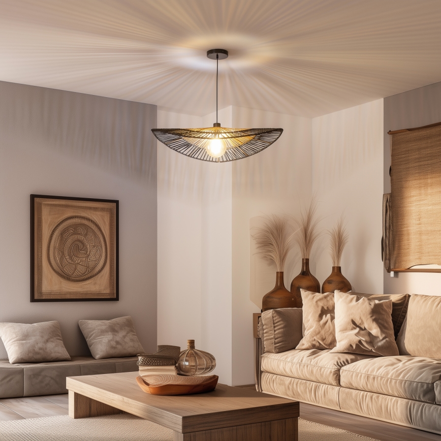 Brilagi - LED-lühter riputuskaabliga CERIA BOHO 1xE27/40W/230V läbimõõt 80 cm must/pruun