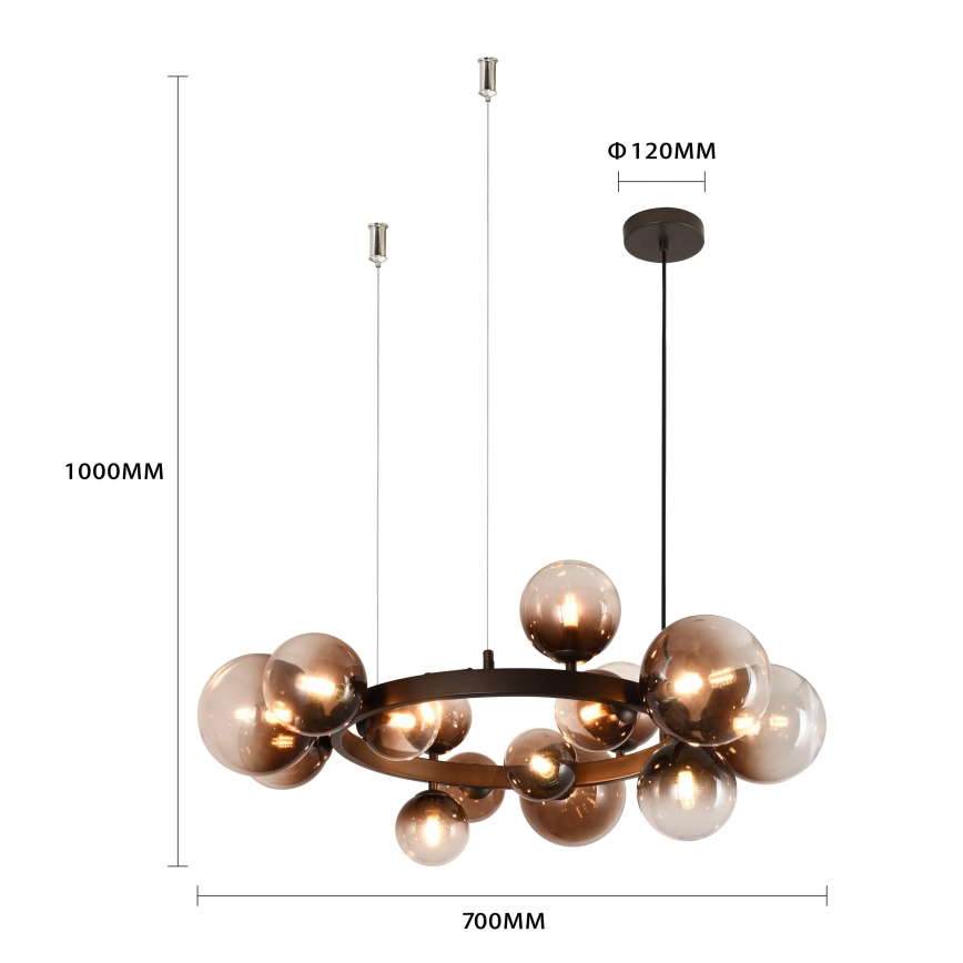 Brilagi - LED-lühter riputuskaabliga MILLA 15xG9/3W/230V pruun/suitsune pruun