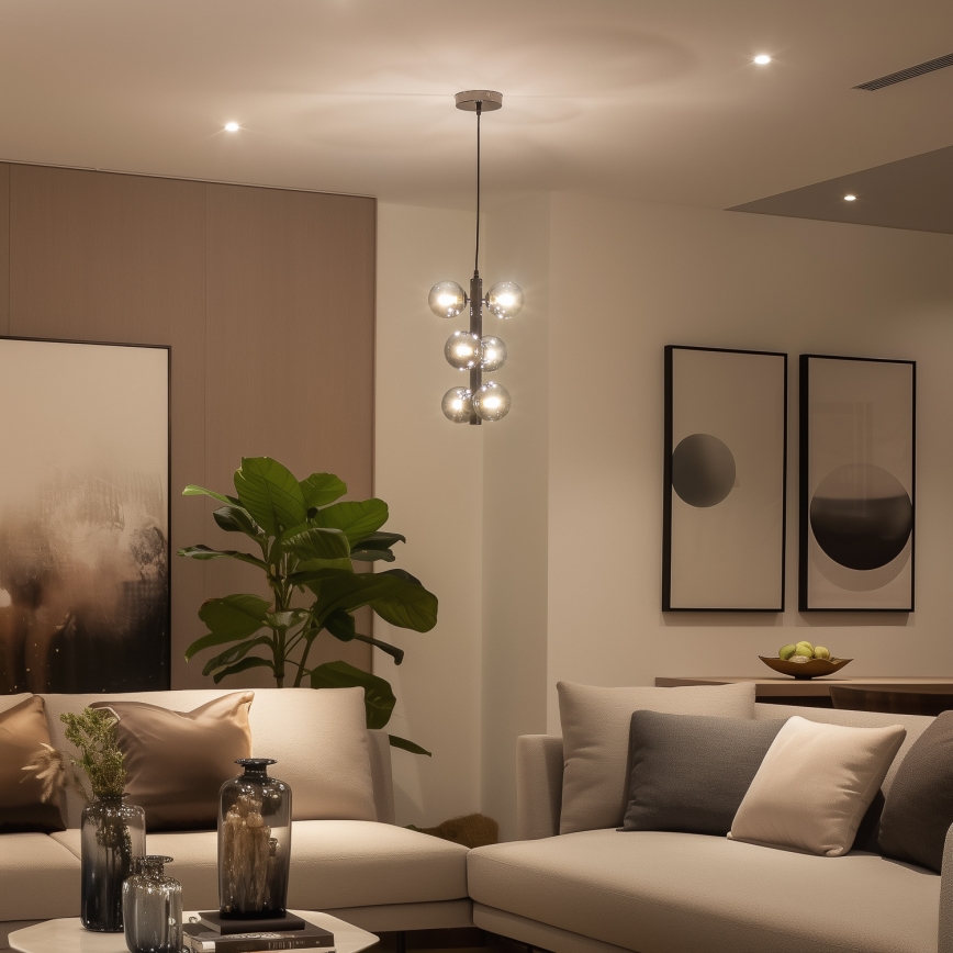 Brilagi - LED-lühter riputuskaabliga MILLA 6xG9/3W/230V must-kroom/suitsune