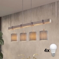 BRILAGI - LED-lühter riputuskaabliga NUBILA 4xE27/60W/230V helehall