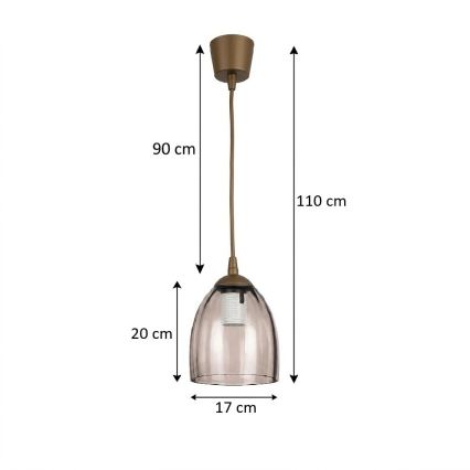 BRILAGI - LED rippvalgusti juhtmel RETRO GLASS 1xE27/60W/230V läbimõõt 17 cm pruun/suitsune beež