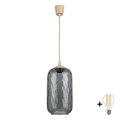 BRILAGI - LED-lühter riputuskaabliga RETRO GLASS 1xE27/60W/230V läbimõõt 14 cm beež/suitsuhall