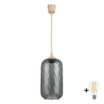 BRILAGI - LED-lühter riputuskaabliga RETRO GLASS 1xE27/60W/230V läbimõõt 14 cm beež/suitsuhall