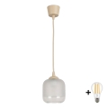 BRILAGI - LED-lühter riputuskaabliga RETRO GLASS 1xE27/60W/230V läbimõõt 14 cm beež/valge
