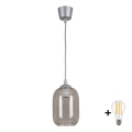 BRILAGI - LED-lühter riputuskaabliga RETRO GLASS 1xE27/60W/230V läbimõõt 14 cm hõbedane/suitsuhall