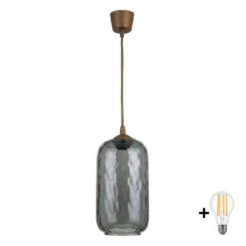 BRILAGI - LED-lühter riputuskaabliga RETRO GLASS 1xE27/60W/230V läbimõõt 14 cm pruun/suitsuhall