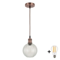 BRILAGI - LED-lühter riputuskaabliga RETRO GLASS 1xE27/60W/230V läbimõõt 18 cm vaskne/läbipaistev