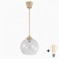 BRILAGI - LED-lühter riputuskaabliga RETRO GLASS 1xE27/60W/230V läbimõõt 25 cm beež/läbipaistev