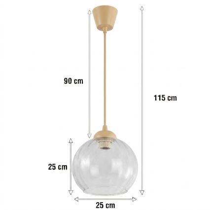 BRILAGI - LED-lühter riputuskaabliga RETRO GLASS 1xE27/60W/230V läbimõõt 25 cm beež/läbipaistev