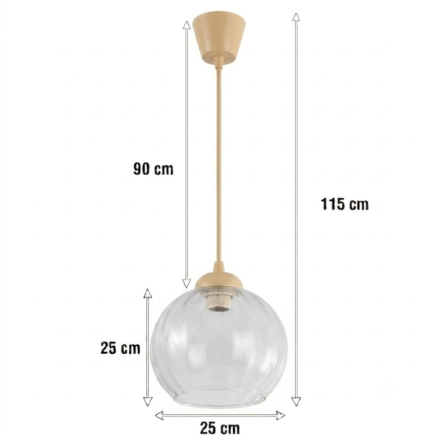 BRILAGI - LED-lühter riputuskaabliga RETRO GLASS 1xE27/60W/230V läbimõõt 25 cm beež/läbipaistev