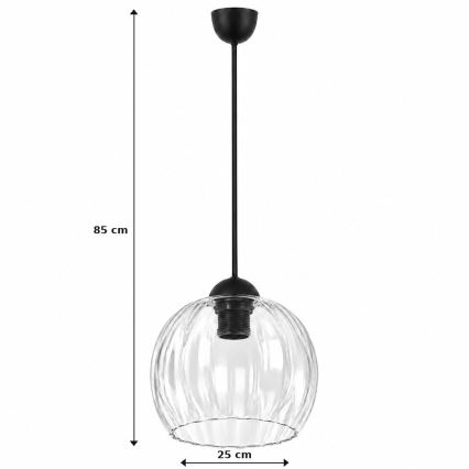 BRILAGI - LED-lühter riputuskaabliga RETRO GLASS 1xE27/60W/230V, läbimõõt 25 cm, must/läbipaistev