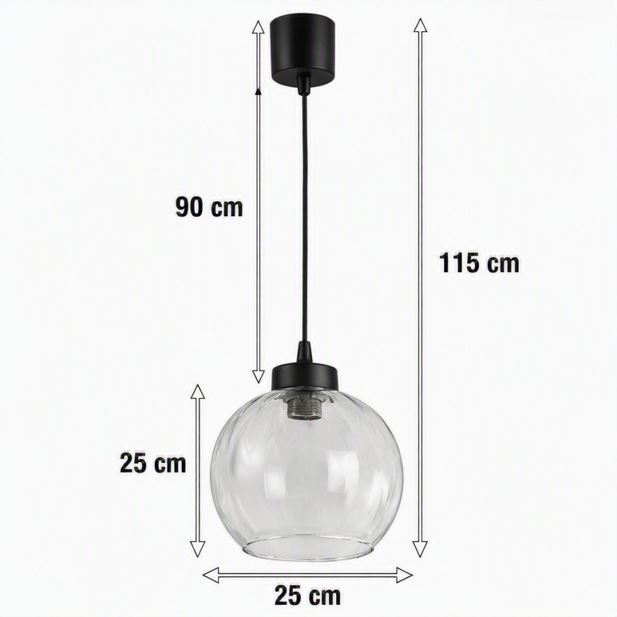 BRILAGI - LED-lühter riputuskaabliga RETRO GLASS 1xE27/60W/230V, läbimõõt 25 cm, must/läbipaistev