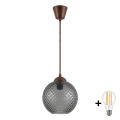 BRILAGI - LED-lühter riputuskaabliga RETRO GLASS 1xE27/60W/230V Ø 18 cm pruun/suitsuhall