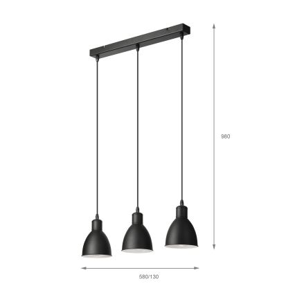 Brilagi - LED-lühter riputuskaabliga RIDDY 3xE27/60W/230V must