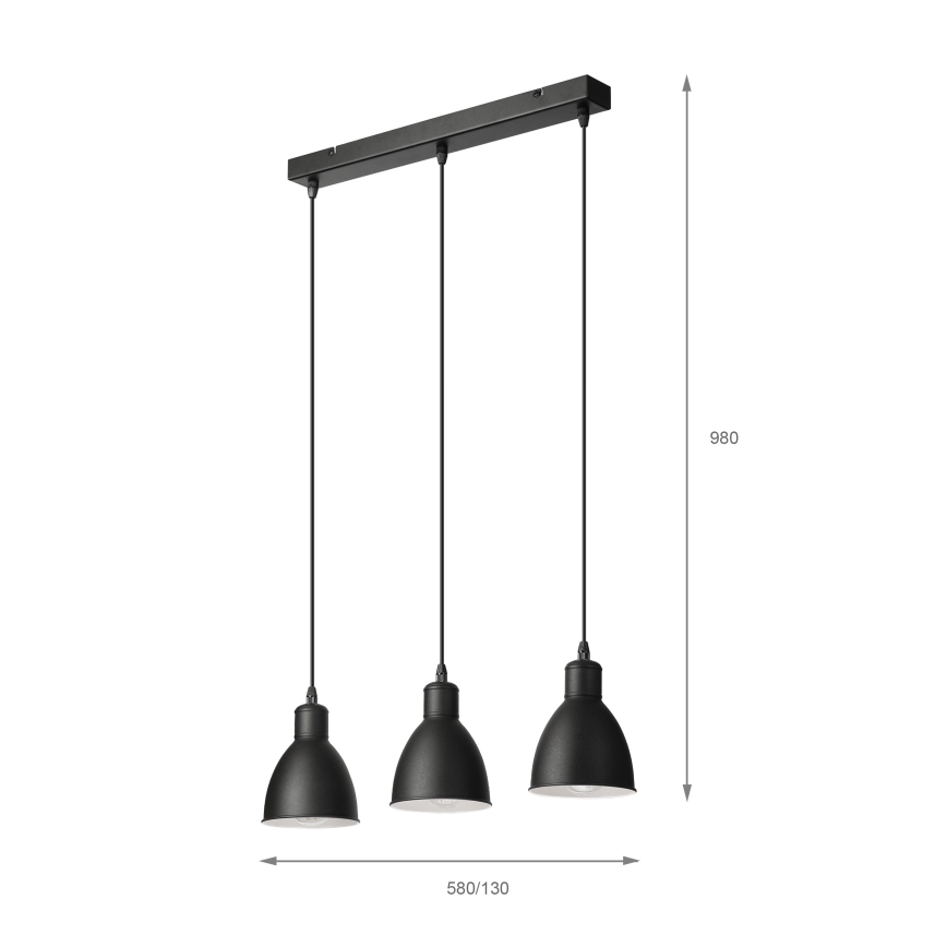 Brilagi - LED-lühter riputuskaabliga RIDDY 3xE27/60W/230V must