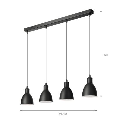 Brilagi - LED-lühter riputuskaabliga RIDDY 4xE27/60W/230V must