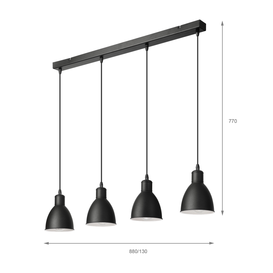 Brilagi - LED-lühter riputuskaabliga RIDDY 4xE27/60W/230V must